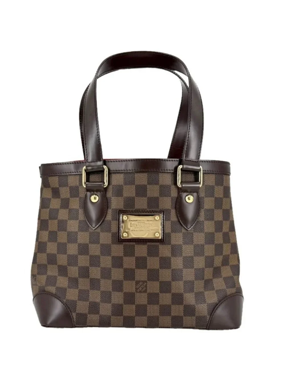 Louis Vuitton Tote Hampstead PM Handbag Shoulder Damier Canvas Brown Gold